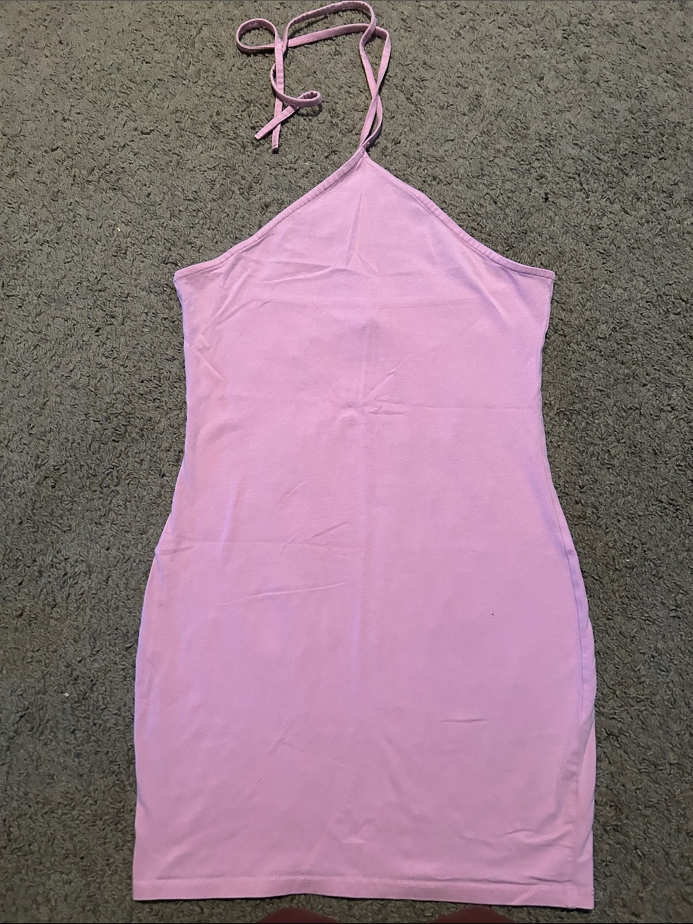 Pink Halter Bodycon Dress - Women's Sleeveless Dress